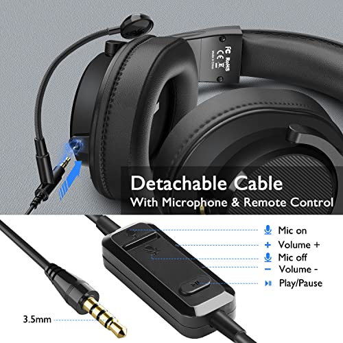 Computer-Headset mit Boom-Mikrofon – kabelgebundener Gaming-Kopfhörer, am Kabel integriertem Lautstärkeregler und Share-Port, für Büro, PC, Laptop, Telefonieren, PS4, Xbox One, DJ (Y71-M) Bild 3