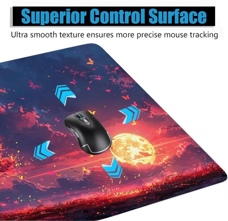 Schreibtischunterlage Rot Mauspad XXL 100x50cm Mousepad Anlage Gaming Mauspad mit Nicht rutschender Unterlage, Vernähte Kanten WassXerdicht Anti-Rutsch Maus Pad für Laptop, Office Geschenke F0-1040 Bild 5