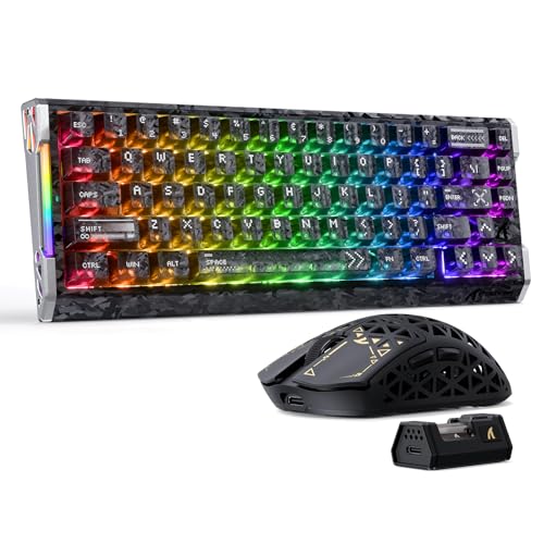 ATTACK SHARK R68HE Magnetische Gaming-Tastatur + R5 Ultra 8K Gaming-Maus-Bundle, Kohlefaser-Design, Schnellauslöser 0,005 mm, 8000 Hz Abfragerate, Esport-Tastatur-Maus-Kombination für PC, Lampenschirm Bild 1