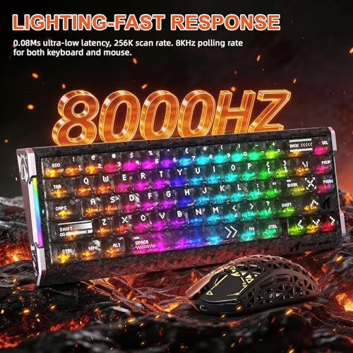 ATTACK SHARK R68HE Magnetische Gaming-Tastatur + R5 Ultra 8K Gaming-Maus-Bundle, Kohlefaser-Design, Schnellauslöser 0,005 mm, 8000 Hz Abfragerate, Esport-Tastatur-Maus-Kombination für PC, Lampenschirm Bild 3