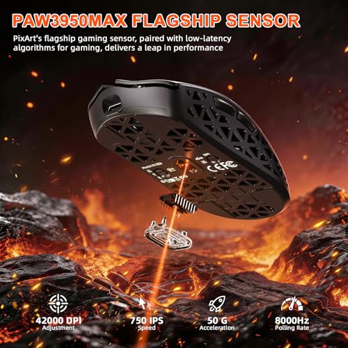 ATTACK SHARK R68HE Magnetische Gaming-Tastatur + R5 Ultra 8K Gaming-Maus-Bundle, Kohlefaser-Design, Schnellauslöser 0,005 mm, 8000 Hz Abfragerate, Esport-Tastatur-Maus-Kombination für PC, Lampenschirm Bild 4