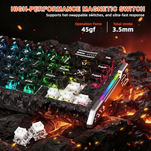 ATTACK SHARK R68HE Magnetische Gaming-Tastatur + R5 Ultra 8K Gaming-Maus-Bundle, Kohlefaser-Design, Schnellauslöser 0,005 mm, 8000 Hz Abfragerate, Esport-Tastatur-Maus-Kombination für PC, Lampenschirm Bild 5