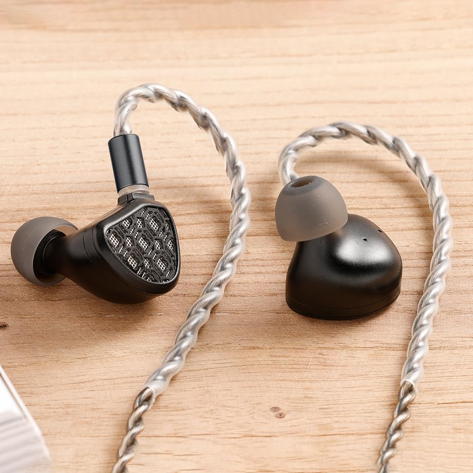 Kefine Arnar Hybrid Wired IEMs, 14,5 mm Planar Magnetic + Knowles BA Driver, Austauschbare Tuningdüsen und Modularstecker, Hi-Fi In-Ear-Monitore (Schwarz, 3,5 + 4,4 mm austauschbare Stecker Bild 3