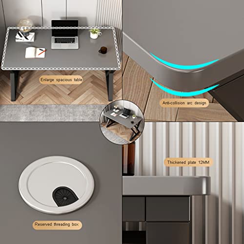 I Shaped Gaming Desk Heavy Duty Carbon Fiber Computer Desk for Large Mouse Pad Stylish Home Office Workspace White 80cm Gaming Station Bild 6