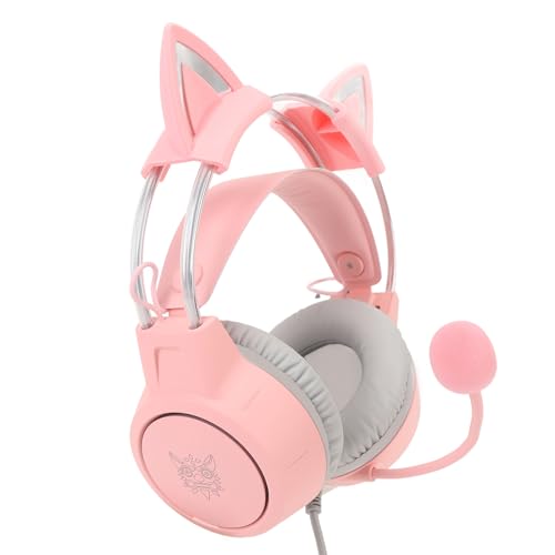 Cat Ear Gaming Cat Ear Gaming Headset – Rosafarbenes RGB-Licht, Verstellbarer Kopfbügel, Kabelgebundene Kopfhörer mit Mikrofon für PC, Laptop und Spielekonsole Bild 2