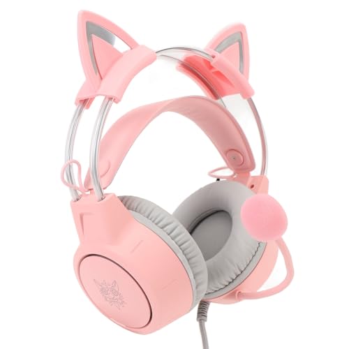 Cat Ear Gaming Cat Ear Gaming Headset – Rosafarbenes RGB-Licht, Verstellbarer Kopfbügel, Kabelgebundene Kopfhörer mit Mikrofon für PC, Laptop und Spielekonsole Bild 4