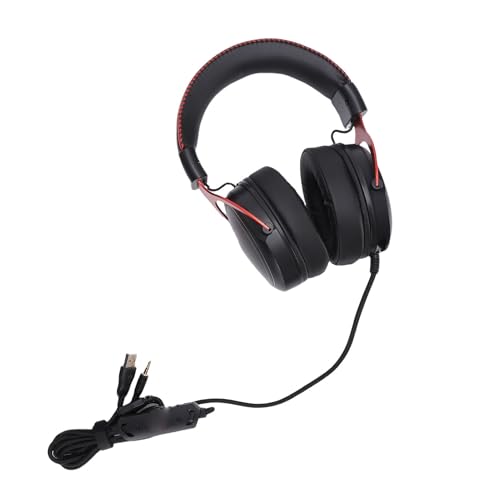 Fabater Gaming-Headset, Flexible Mikrofon-Rauschunterdrückung, 50-mm-Treiber, PC-Gaming-Headset, Over-Ear-Kopfhörer mit RGB-Beleuchtung, 3,5-mm-Kabel für PC-Laptop (Schwarz Rot) Bild 3