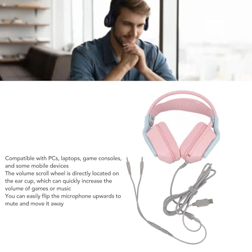 Kabelgebundenes Gaming-Headset. Kabelgebundenes Gaming-Headset mit Mikrofon, Verstellbaren Ohrpolstern aus Memory-Schaum, Plug-and-Play für PC, Laptop, Spielekonsole, Komfortables und Bild 3