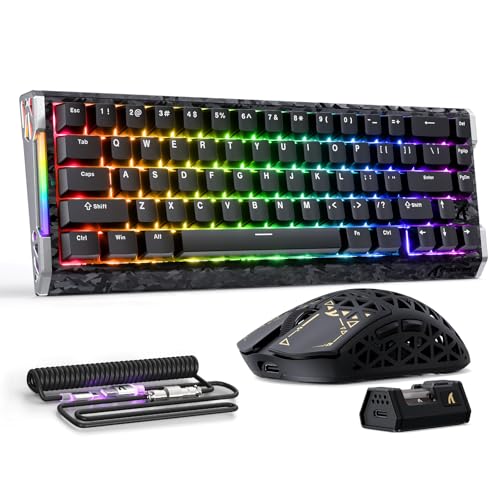ATTACK SHARK R68 HE & R5 Ultra Carbon Tastatur und Maus Set,kabelgebundene 8000Hz-Tastatur mit Rapid Trigger und Spiralkabel, 0,005mm RT-Präzision, 39g leichte kabellose Maus, 42KDPI, Schwarz Bild 1