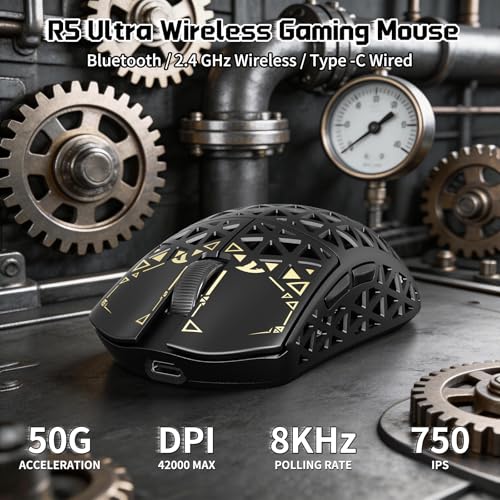 ATTACK SHARK R68 HE & R5 Ultra Carbon Tastatur und Maus Set,kabelgebundene 8000Hz-Tastatur mit Rapid Trigger und Spiralkabel, 0,005mm RT-Präzision, 39g leichte kabellose Maus, 42KDPI, Schwarz Bild 6