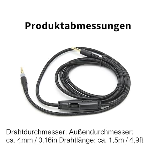 GERUI HyperX Cloud Alpha Ersatzkabel, 3,5 MM Stecker auf Stecker Audiokabel für Cloud, mit Lautstärkeregler für HyperX Cloud, für HyperX Cloud Alpha, Cloud Flight Kopfhörer, für G933 Gaming-Headsets Bild 2