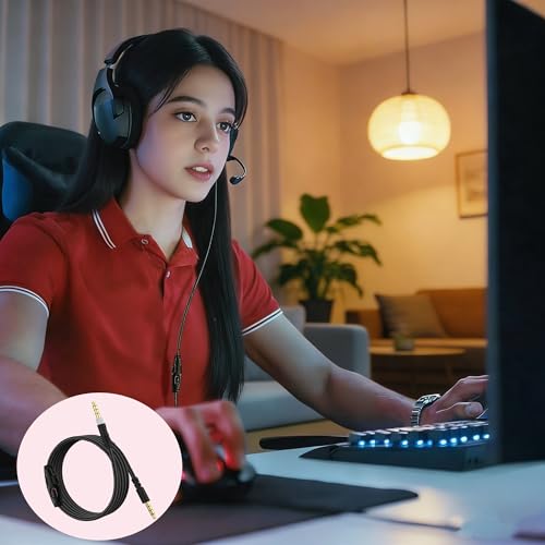 GERUI HyperX Cloud Alpha Ersatzkabel, 3,5 MM Stecker auf Stecker Audiokabel für Cloud, mit Lautstärkeregler für HyperX Cloud, für HyperX Cloud Alpha, Cloud Flight Kopfhörer, für G933 Gaming-Headsets Bild 6