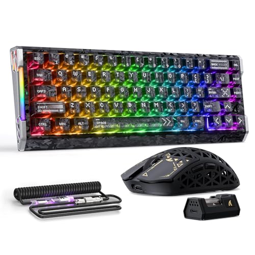 ATTACK SHARK R68 HE & R5 Ultra Carbon Tastatur und Maus Set,kabelgebundene 8000Hz-Tastatur mit Rapid Trigger und Spiralkabel, 0,005mm RT-Präzision, 39g leichte kabellose Maus, 42KDPI, Karbon Schwarz Bild 1
