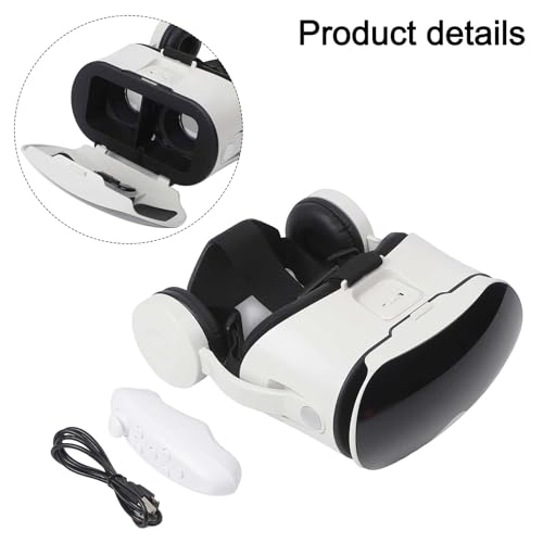 EasyByMall VR Headset mit eingebauten Kopfhörern und Controller, 110° FOV 3D Virtual Reality Brille für iOS & Android Handys (5,5-6,7 Zoll), immersives Gaming und Movie Viewer Bild 4