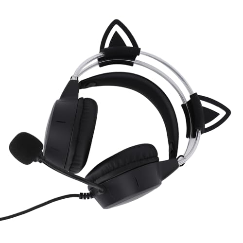 Gaming-Headset Gaming, Schwarz, Headset, Katzenohr-RGB-Kopfhörer mit Mikrofon – Verstellbares, Geräuschunterdrückendes Over-Ear-Design, Kompatibel mit Laptop und PC Bild 2
