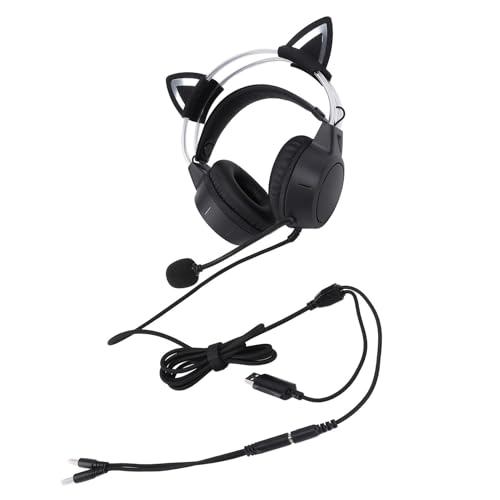 Gaming-Headset Gaming, Schwarz, Headset, Katzenohr-RGB-Kopfhörer mit Mikrofon – Verstellbares, Geräuschunterdrückendes Over-Ear-Design, Kompatibel mit Laptop und PC Bild 4
