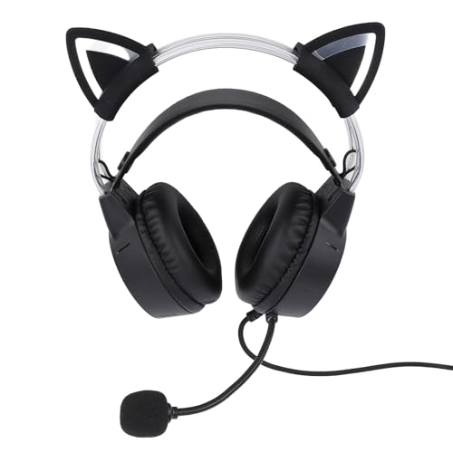 Gaming-Headset Gaming, Schwarz, Headset, Katzenohr-RGB-Kopfhörer mit Mikrofon – Verstellbares, Geräuschunterdrückendes Over-Ear-Design, Kompatibel mit Laptop und PC Bild 5