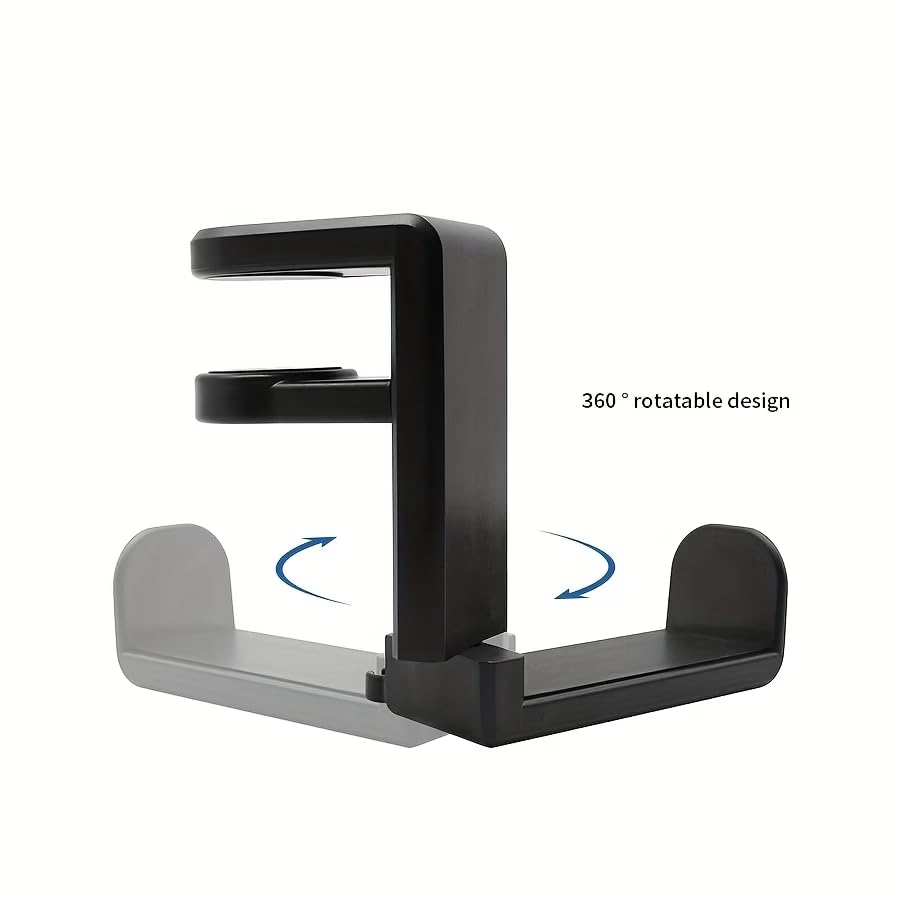 Um 360 ° drehbarer Kopfhörerständer – Desktop-Kopfhörerhaken mit drehbarem Design, Gaming-Headset-Halter für Controller & Utility-Haken, verstellbare Schreibtischhalterung für kabelgebundene und Bild 7