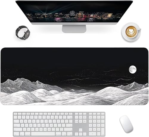 Gaming Mauspad XXL 1600x800x3mm, Berge Anti-Rutsch Mousepad XXL, Schwarz groß Schreibtischunterlage, Waschbares rutschfeste Gummibasis, Mauspad mit Nähten an Den Kanten für PC, Maus LJ-830 Bild 2
