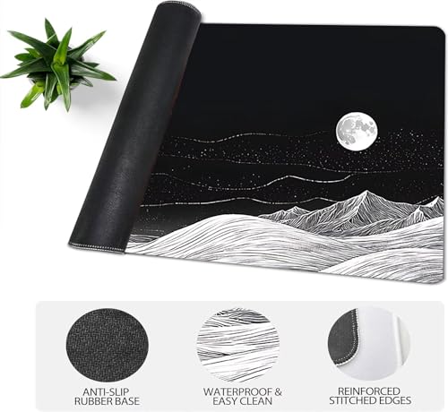 Gaming Mauspad XXL 1600x800x3mm, Berge Anti-Rutsch Mousepad XXL, Schwarz groß Schreibtischunterlage, Waschbares rutschfeste Gummibasis, Mauspad mit Nähten an Den Kanten für PC, Maus LJ-830 Bild 4