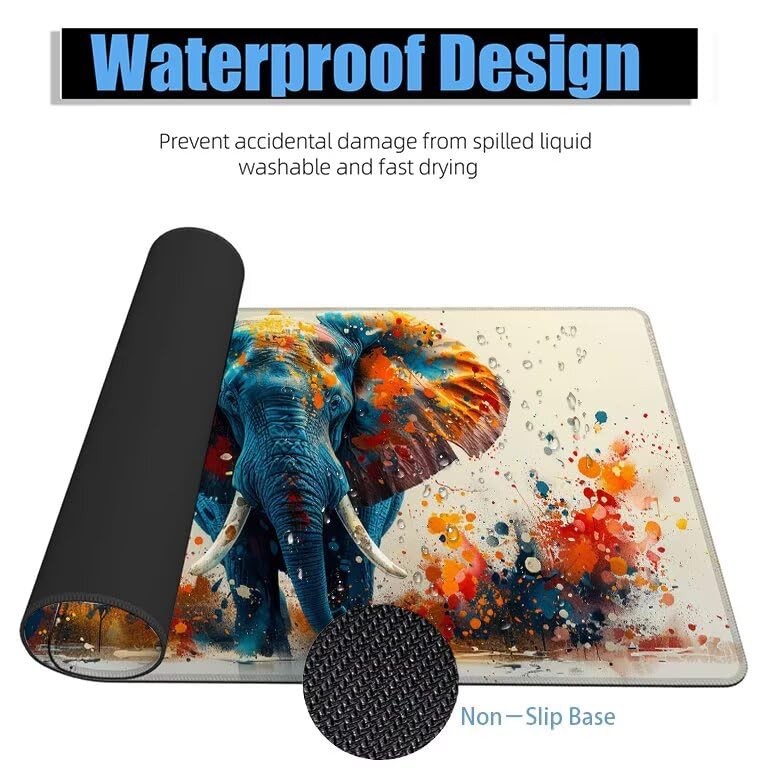 Schreibtischunterlage Orange Farbe Mauspad XXL 150x80cm Mousepad Tiere Gaming Mauspad mit Nicht rutschender Unterlage, Vernähte Kanten WassXerdicht Anti-Rutsch Maus Pad für PC, MacBook, Laptop F0-1070 Bild 4