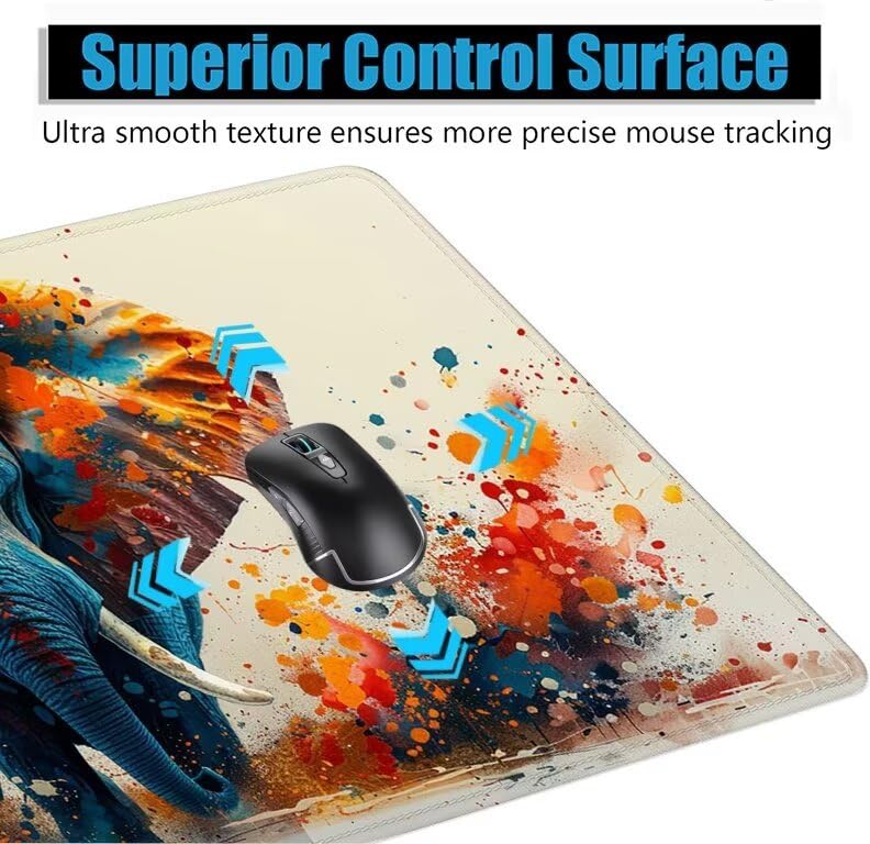 Schreibtischunterlage Orange Farbe Mauspad XXL 150x80cm Mousepad Tiere Gaming Mauspad mit Nicht rutschender Unterlage, Vernähte Kanten WassXerdicht Anti-Rutsch Maus Pad für PC, MacBook, Laptop F0-1070 Bild 5