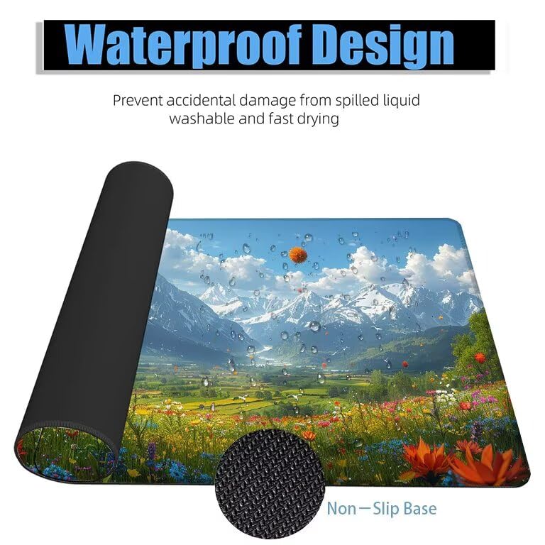 Schreibtischunterlage Berg Mauspad XXL 120x60cm Mousepad Wolke Gaming Mauspad mit Nicht rutschender Unterlage, Vernähte Kanten WassXerdicht Anti-Rutsch Maus Pad für Laptop, Office Geschenke F0-1067 Bild 4