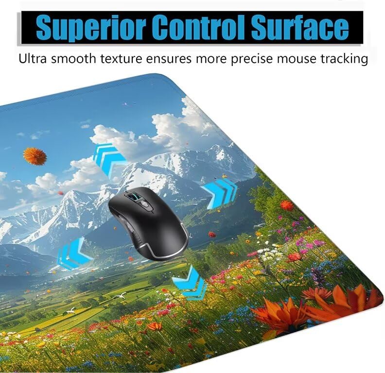 Schreibtischunterlage Berg Mauspad XXL 120x60cm Mousepad Wolke Gaming Mauspad mit Nicht rutschender Unterlage, Vernähte Kanten WassXerdicht Anti-Rutsch Maus Pad für Laptop, Office Geschenke F0-1067 Bild 5