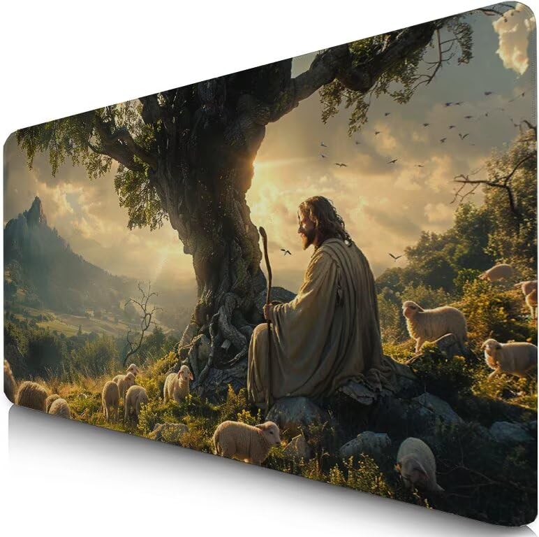 Schreibtischunterlage Glauben Mauspad XXL 150x80cm Mousepad Mann Gaming Mauspad mit Nicht rutschender Unterlage, Vernähte Kanten WassXerdicht Anti-Rutsch Maus Pad für PC, Office Geschenke F0-1076 Bild 1