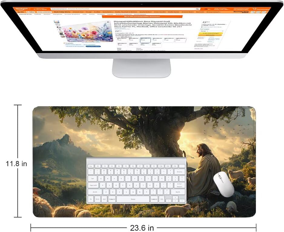 Schreibtischunterlage Glauben Mauspad XXL 150x80cm Mousepad Mann Gaming Mauspad mit Nicht rutschender Unterlage, Vernähte Kanten WassXerdicht Anti-Rutsch Maus Pad für PC, Office Geschenke F0-1076 Bild 2