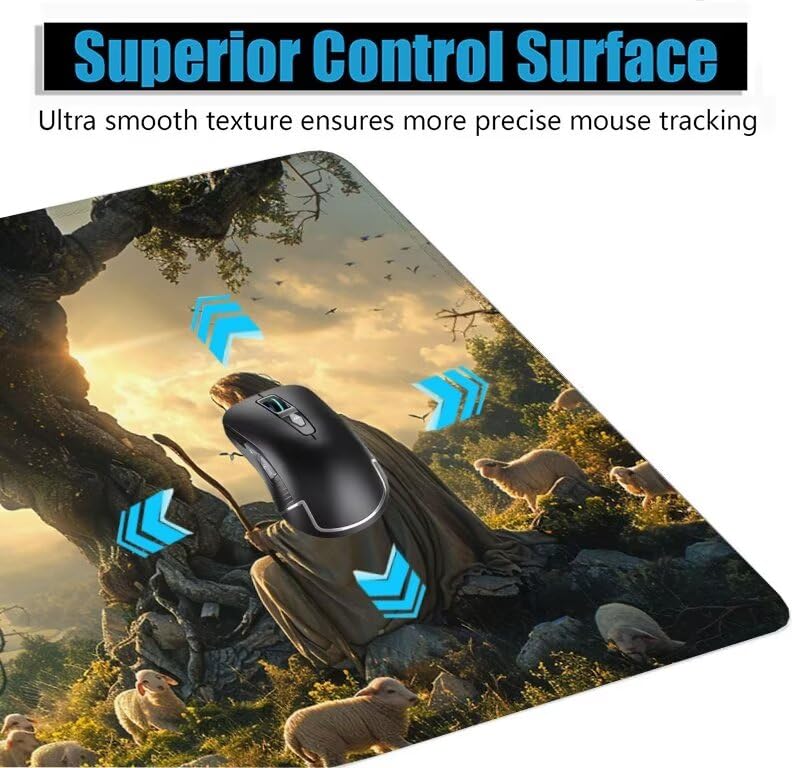 Schreibtischunterlage Glauben Mauspad XXL 150x80cm Mousepad Mann Gaming Mauspad mit Nicht rutschender Unterlage, Vernähte Kanten WassXerdicht Anti-Rutsch Maus Pad für PC, Office Geschenke F0-1076 Bild 5
