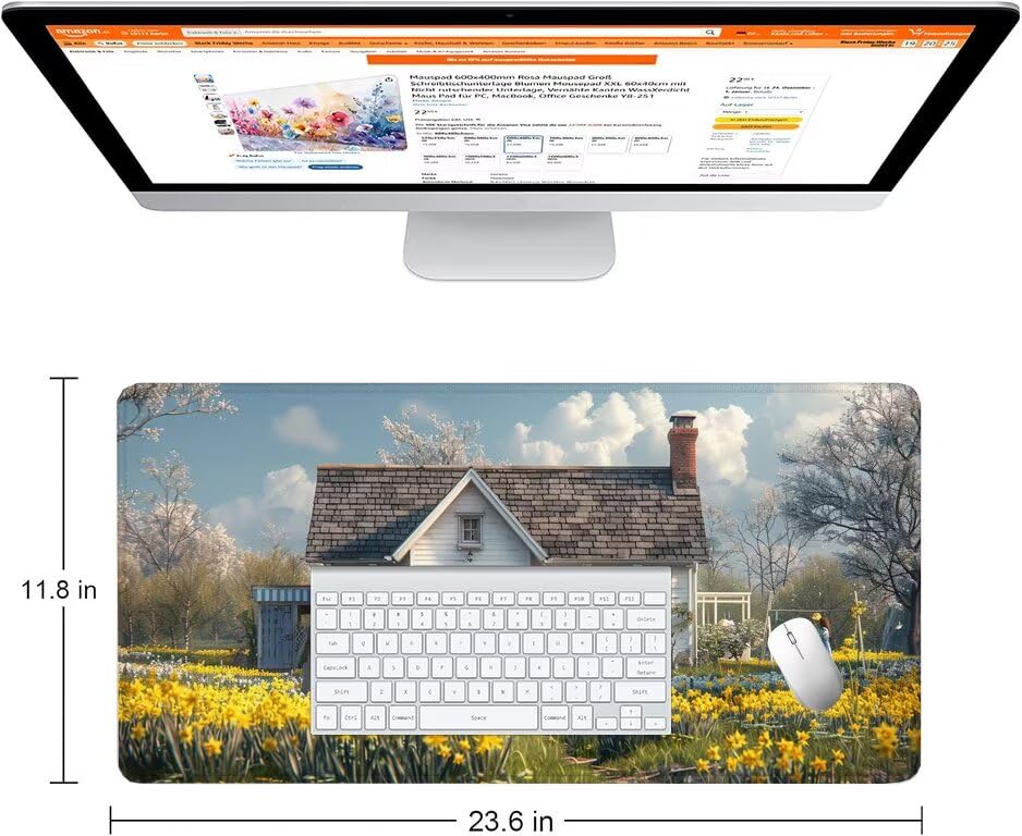 Schreibtischunterlage Frühling Mauspad XXL 150x80cm Mousepad Kabine Gaming Mauspad mit Nicht rutschender Unterlage, Vernähte Kanten WassXerdicht Anti-Rutsch Maus Pad für PC, MacBook, Laptop F0-1064 Bild 2