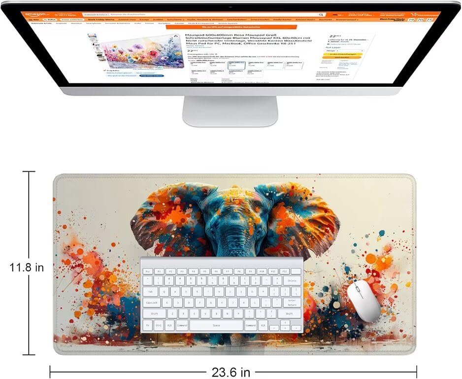 Schreibtischunterlage Orange Farbe Mauspad XXL 120x60cm Mousepad Tiere Gaming Mauspad mit Nicht rutschender Unterlage, Vernähte Kanten WassXerdicht Anti-Rutsch Maus Pad für PC, MacBook, Laptop F0-1070 Bild 2