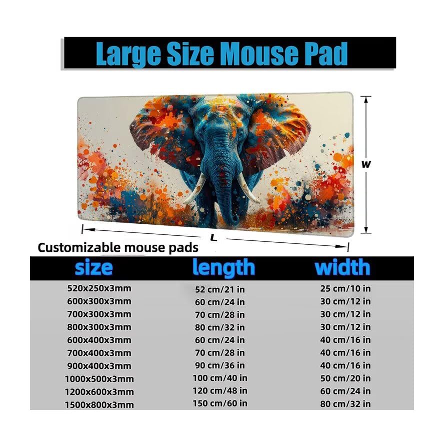 Schreibtischunterlage Orange Farbe Mauspad XXL 120x60cm Mousepad Tiere Gaming Mauspad mit Nicht rutschender Unterlage, Vernähte Kanten WassXerdicht Anti-Rutsch Maus Pad für PC, MacBook, Laptop F0-1070 Bild 6