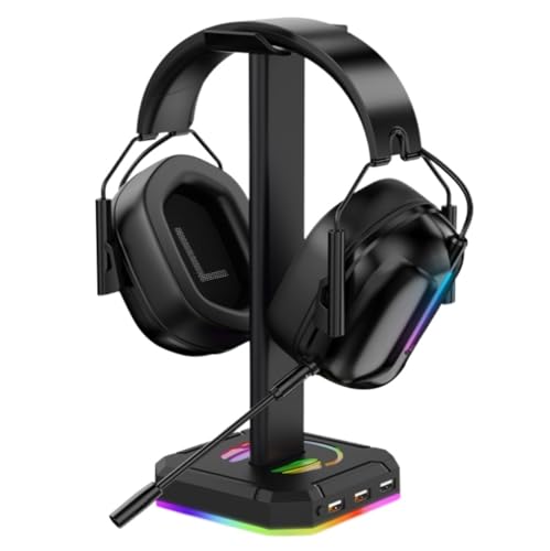 Kopfhörer Ständer Für Zuhause Kopfhörerständer Mit Einzelnem Rollenden RGB-Licht Für Schreibtisch-PC-Gaming-Headset, Aluminiumlegierung Büro Studie(White) Bild 1
