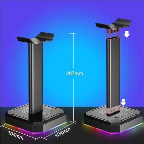 Kopfhörer Ständer Für Zuhause Kopfhörerständer Mit Einzelnem Rollenden RGB-Licht Für Schreibtisch-PC-Gaming-Headset, Aluminiumlegierung Büro Studie(White) Bild 2