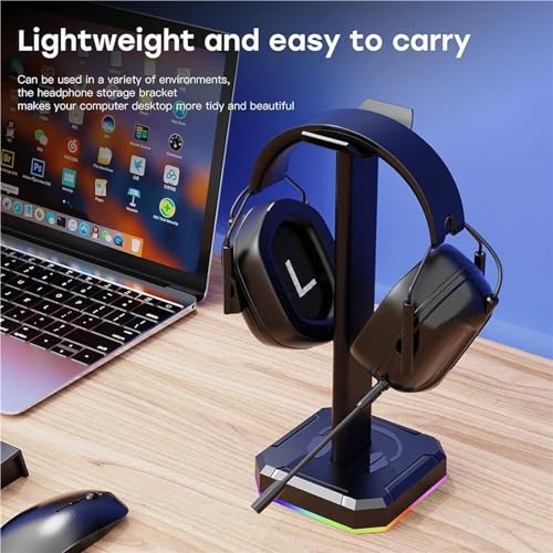 Kopfhörer Ständer Für Zuhause Kopfhörerständer Mit Einzelnem Rollenden RGB-Licht Für Schreibtisch-PC-Gaming-Headset, Aluminiumlegierung Büro Studie(White) Bild 7