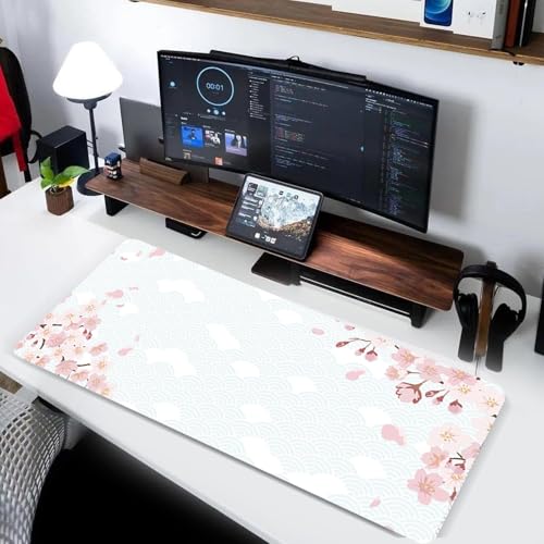 Gaming Mauspad XXL 800 x 300 mm, Rutschfeste Schreibtischunterlage für Büro, Schreibtischunterlage Mädchen, Sakura Maus Pad für PC, MacBook, Laptop (Dunkelblau 80 x 30 cm) Bild 2
