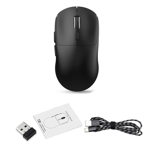 Jiawu Gaming-Maus, 2,4 G/BT5.4/kabelgebundene Konnektivität, Optisch, Ergonomische Maus mit 6 Tasten, 6400 DPI, Hohe Präzision für Laptop, Gaming, Komfortabler Griff (T30 Schwarz) Bild 1