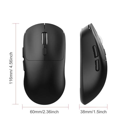 Jiawu Gaming-Maus, 2,4 G/BT5.4/kabelgebundene Konnektivität, Optisch, Ergonomische Maus mit 6 Tasten, 6400 DPI, Hohe Präzision für Laptop, Gaming, Komfortabler Griff (T30 Schwarz) Bild 5