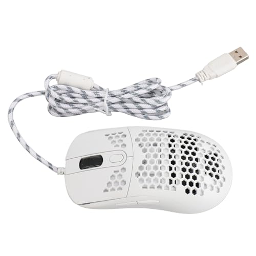 Jiawu Gaming-Maus, 8000 DPI RGB-Beleuchtungsmaus, Kabelgebundene Mäuse mit 6 Programmierbaren Tasten, Hohe Präzision, Hohlrahmen-Design für Laptop, Gaming, Bequemer Griff (White) Bild 7