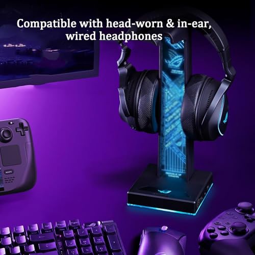 Gaming-Kopfhörerständer mit RGB-Beleuchtung, 2 USB-Anschlüssen und 3,5-mm-Audio-Buchse, 10 Lichtmodi, Computerzubehör für alle Kopfhörer Bild 4