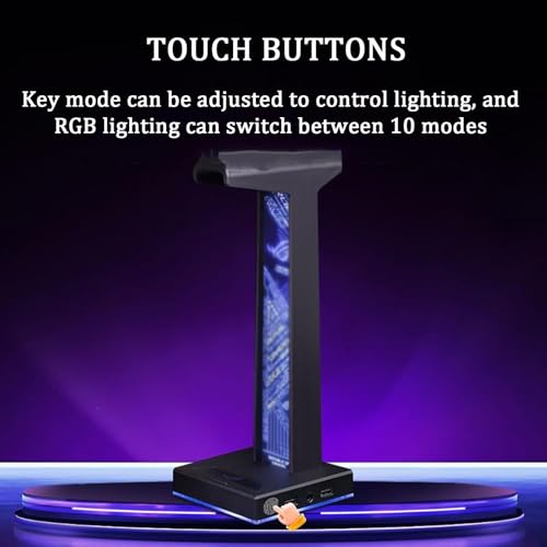 Gaming-Kopfhörerständer mit RGB-Beleuchtung, 2 USB-Anschlüssen und 3,5-mm-Audio-Buchse, 10 Lichtmodi, Computerzubehör für alle Kopfhörer Bild 7