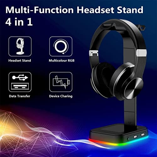 Ständer RGB-Kopfhörerständer, Over-Ear-Headset, Schreibtischhalterung, Kopfhörerhalter, Display-Regal, USB-Unterstützung, Gaming-PC-Zubehör Kopfhörer Bild 3