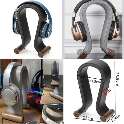 Kopfhörerständer Leder-Kopfhörerständer, Gaming-Headset-Ständer, Holz-Kopfhörerhalter, Schreibtisch-Disply-Regal Stabil & Platzsparend(A) Bild 5
