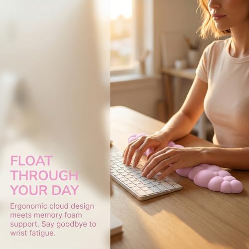 Ergonomische Cloud Gel Tastatur und Maus Handgelenkauflage Set - Rosa Handgelenkauflage für Tastatur 60%/68%/75%, Komfort & Unterstützung für Tippen und Gaming (Rosa) Bild 3