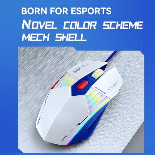 Diyeeni Kombination aus Gaming-Tastatur und -Maus mit RGB-Hintergrundbeleuchtung, 98 Tasten, Kompaktes Layout mit Multimedia-Tastenkombinationen und 7 Farbbeleuchtungsmodi, (Blau Weiß) Bild 4