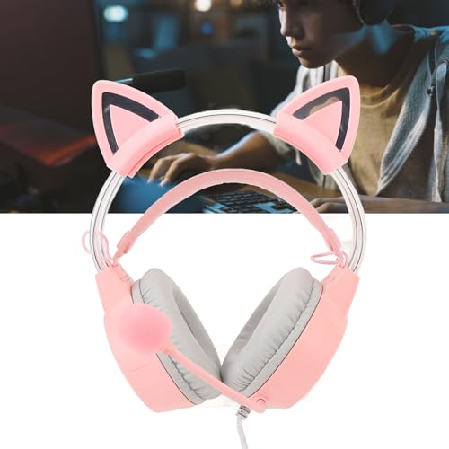 Cat Ear Gaming Headset Roseate RGB Light Stirnband Kabelgebundener Gaming-Kopfhörer mit Mikrofon für PC Laptop Spielekonsole RGB that Gam Cat Ear HeadsetCat Headset mit Bild 4