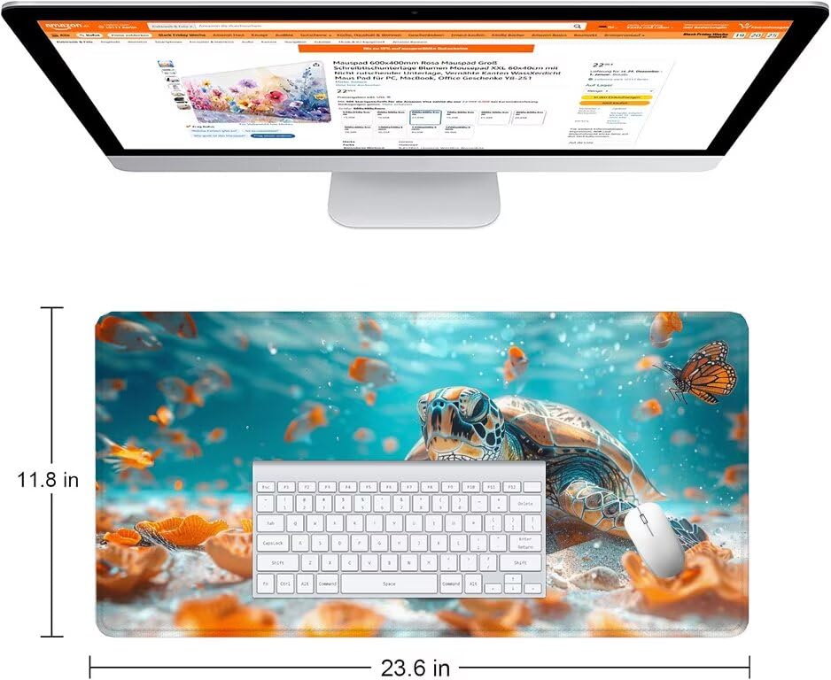 Schreibtischunterlage Meeresschildkröte Mauspad XXL 150x80cm Mousepad Tiere Gaming Mauspad mit Nicht rutschender Unterlage, Vernähte Kanten WassXerdicht Anti-Rutsch Maus Pad für PC, MacBook F0-1088 Bild 2