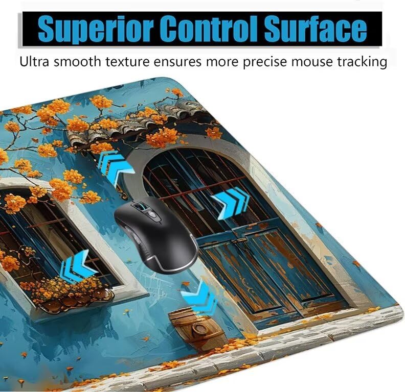 Schreibtischunterlage Blau Mauspad XXL 150x80cm Mousepad Fahrrad Gaming Mauspad mit Nicht rutschender Unterlage, Vernähte Kanten WassXerdicht Anti-Rutsch Maus Pad für PC, Office Geschenke F0-1085 Bild 5